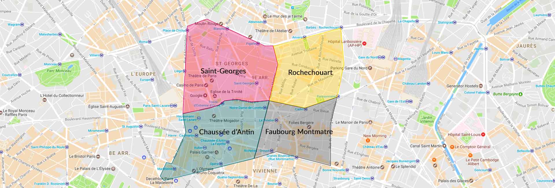 Les quartiers administratifs du 9e arrondissement paris