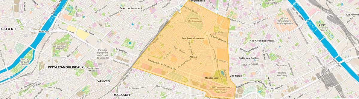 Plan du 14e arrondissement de Paris