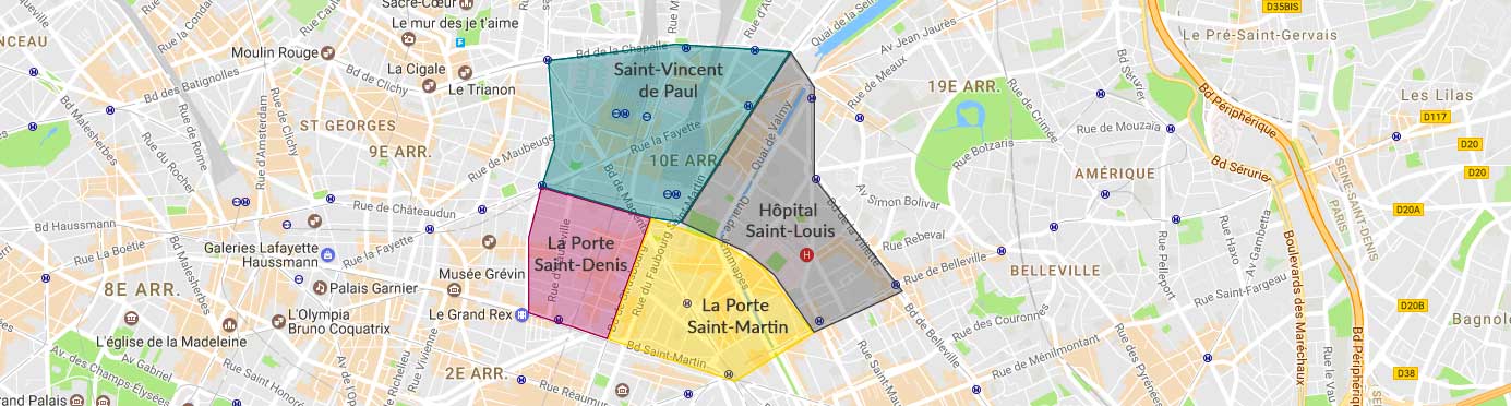 Plan des quartiers du 10e arrondissement